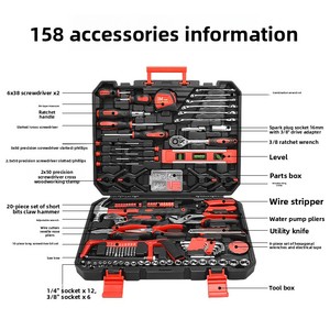 Ensemble d'outils professionnels pour la maison de 158 pièces, kit d'outils à main tout-en-un pour mécaniciens avec étui robuste pour l'entretien à domicile et au bureau - Product Image 3
