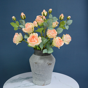 Rose artificielle Dongchen Crafts en forme de flocon de neige, tige unique, 4 têtes, pour décoration de mariage et de maison, arrangement floral - Product Image 1