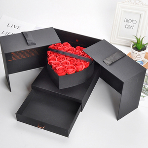 Heart shaped Explosion Gift Box Rose Flower Surprise Double Birthday Box