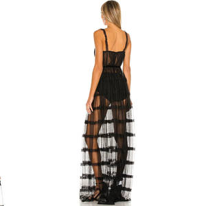 Abiti da sera lunghi trasparenti <span class=keywords><strong>in</strong></span> <span class=keywords><strong>Tulle</strong></span> Sexy senza maniche per feste estive alla moda da donna - Product Image 4
