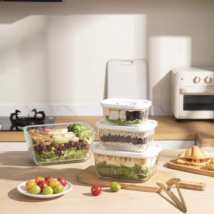 Contenitore per alimenti in <span class=keywords><strong>vetro</strong></span> ermetico impilabile di alta gamma con pompa speciale contenitore per alimenti <span class=keywords><strong>sottovuoto</strong></span> impostato per mantenere gli alimenti freschi più a lungo - Product Image 5