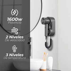 Asciugacapelli Onyxresort 1600W da Parete Nero - Product Image 2