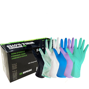 2024 superventas cocina tatuaje pelo <span class=keywords><strong>uñas</strong></span> salón de belleza 12 pulgadas Negro Azul blanco rosa púrpura verde guantes de nitrilo desechables - Product Image 2