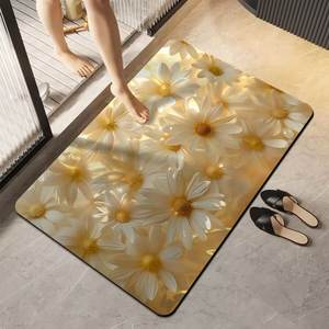 סגנון מודרני 3d פרחוני בוץ דיאטום סופג אמבטיה חדר אמבטיה מטבח חדר שינה ומשרד שימוש רצפה גומי עמיד - Product Image 2