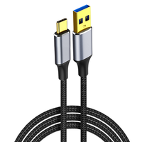 Câble d'extension en nylon tressé plaqué or USB3.0 5Gbps Super Fast Data Transfer USB A Male to Male/Female/USB C/Micro-B OTG Cord