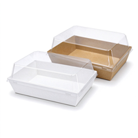 Boîte en carton kraft avec couvercle transparent et fenêtre, emballage alimentaire personnalisé avec logo pour desserts et gâteaux