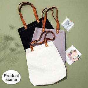 Sac fourre-tout en toile imprimée avec logo personnalisé, nouveau design, couleur coton, poignées marron, sac à bandoulière tendance, poignée en cuir - Product Image 6