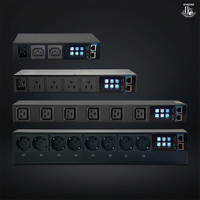 SYNSTRO Rakit Unit Distribusi Daya Rak (Rack-Mount) 1U 19" 16A 8 Outlet Dapat Disambung Daisy-Chain C13/C19 Tipe Single IP