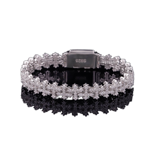 <b>Silver</b> Platinum Plated Moissanite <b>Charm</b> <b>Bracelet</b> Trendy Sparkling Jewelry for Women and Men - Product Image 1