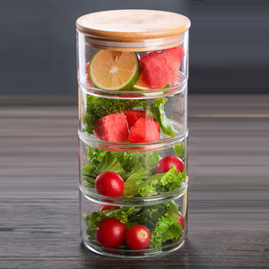 Ensemble de bols à salade de fruits empilables <span class=keywords><strong>avec</strong></span> <span class=keywords><strong>couvercle</strong></span>, pot en verre borosilicate, offre spéciale - Product Image 1