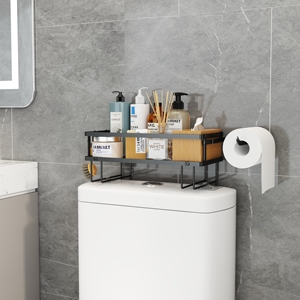 Support d'<span class=keywords><strong>angle</strong></span> en fer à 2 niveaux organisateurs de salle de bain sur le rangement des toilettes organisateur d'étagère serviette, crochet, étagère de douche <span class=keywords><strong>pour</strong></span> toilettes - Product Image 3