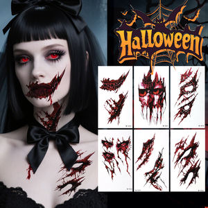 Autocollant de <span class=keywords><strong>tatouage</strong></span> temporaire portable imperméable non toxique peur Halloween maquillage du corps du visage pour autocollants décoratifs d'Halloween - Product Image 3