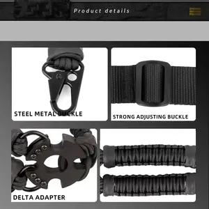 빠른 조절 메탈 후크가 장착된 택티컬 싱글 포인트 나일론 브레이디드 건 슬링, 사냥 및 사격용 원 포인트 액세서리 - Product Image 2