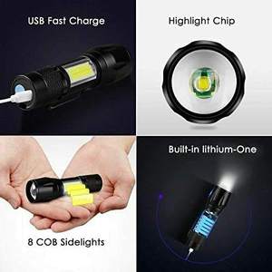 Lampe torche tactique WOSEN Mini rechargeable COB 1000LM IP67 étanche avec mise au point réglable longue portée pour le camping et les activités de plein air - Product Image 2