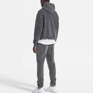 China Wholesale Acid Washed <b>Blank</b> Tracksuit Heavy <b>Weight</b> Custom Vintage Acid Washed Hoodie and Sweatpants Set Men - Product Image 3