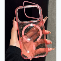 Étui de téléphone scintillant avec support d'appareil photo, coque magnétique en TPU PC pour téléphones mobiles iPhone 18 Pro Max