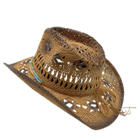 Chapeau de cowboy en paille ajouré au crochet pour l'été, vente en gros |   Chapeaux de fête personnalisés pour femmes et hommes, avec bande de perles colorées, pour la plage et les festivals