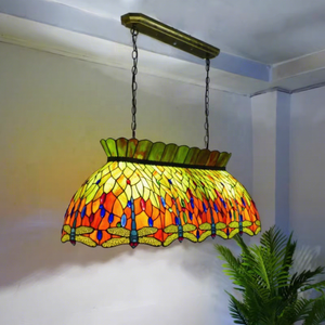 Lámpara Colgante LED de Vidrio Hecha a Mano con Diseño de Libélula de 42 Pulgadas, Seis Luces, para Mesa de Billar, Hogar, Bar, Comedor, Iluminación y Decoración - Product Image 5