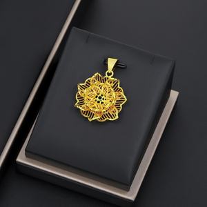 Jxx - Collar con Colgante de Flor de Latón Chapado en Oro para Mujer, Joyería Hip Hop para Novia, Estilo Indio para Niñas, Inspirado en Dubái y Turquía - Product Image 2