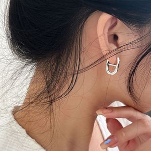 <b>Silver</b> Ruitai Geometric <b>Huggie</b> Earrings 925 <b>Silver</b> Pig Nose Style Minimalist Everyday Wear - Product Image 4