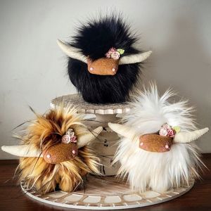 Bambola di pecora scozzese Highland a pelo lungo, 15 cm, in cotone PP, decorazione per feste a tema fattoria, vendita all'ingrosso - Product Image 2