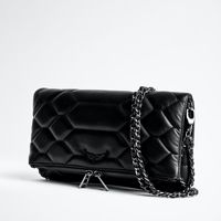 Nouveau Sac ZV de Luxe Français 2026 en PU, Matelassé Carré, avec Ailes Diamantées, Fermeture Magnétique et Chaîne, Pochette Décontractée Rétro pour Femme