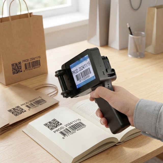 Portable QR Batch Code Inkjet Printer 2-12.7MM Fast Drying Ink for Carton Paper Wood Handheld Screen Printer