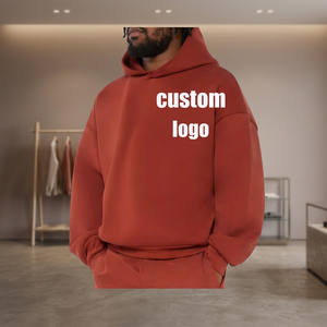 <b>Men's</b> Oversized Hooded Pullover <b>Sweatshirt</b> Jersey Fabric Streetwear Pocket Design Anti-shrink Cotton Casual Winter Wear 370g - Product Image 2