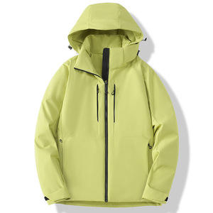 <b>Men</b> Windproof <b>Jacket</b> With Inner Liner Winter Solid Color Contrast Hooded Workwear - Product Image 2