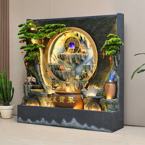 Fontaine murale de style chinois Quanfangyuan 110-230V pour intérieur et extérieur, décoration de bureau, entrée, ornement paysager rocaille - Product Image 3