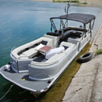 Bateau ponton de luxe personnalisé de 5,2 m (17 pieds) en aluminium avec moteur hors-bord et lecteur MP3 pour la pêche