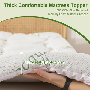 Cooling <strong>Mattress</strong> <strong>Topper</strong> 1500 GSM Thicker Shredded Memory Foam Quilt <strong>Topper</strong> with Viscose Made From Bamboo Cover 4 Bands - Product Image 4