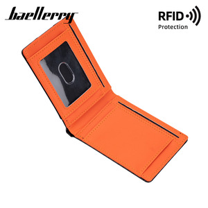 Porte-cartes pour homme Baelerry, noir et orange, protection RFID, portefeuille fin, étui pour cartes de crédit, printemps 2024 - Product Image 2