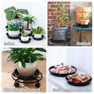 Soucoupes et plateaux modernes en plastique pour pots de 4 à 20 pouces – Légers, grande capacité, noirs, pour usage intérieur/extérieur - Product Image 5