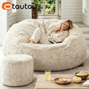 OTAUTAU Funda de Puf Gigante Reclinable Moderna de 5 pies, de Pelo Sintético Suave Tipo Conejo, Sin <span class=keywords><strong>Relleno</strong></span>, Sofá Cama Puff DD014 - Product Image 5