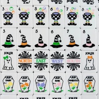 Tuiles de Mahjong Américain en Acrylique pour Halloween, 160 Pièces, Double Couche, Multicolores, Motif Fantôme Gravé UV, Ensemble de Jeu