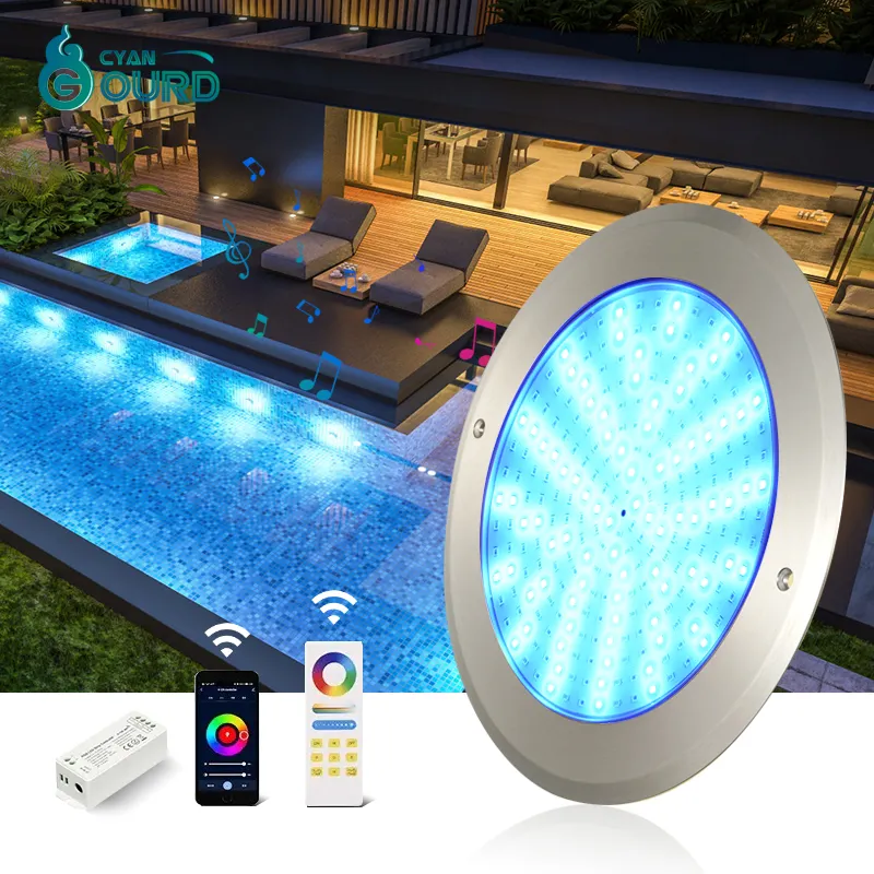 Lampu bawah air Led 12 Volt, baja tahan karat ramping biru tahan air Ip68 lampu kolam renang Rgb dapat ditenggelamkan