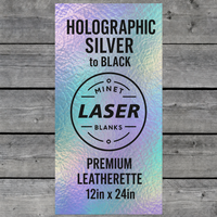 Feuilles de cuir PU holographique arc-en-ciel 12x24 pouces, supports vierges pour gravure laser, similicuir grainé irisé noir à blanc