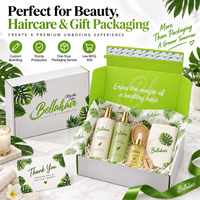 Boîte d'expédition en carton ondulé blanc personnalisée avec imprimé feuille tropicale verte, emballages pour produits capillaires pour les marques de soins capillaires et salons de beauté