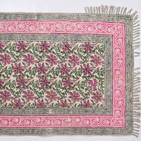 Tapis en coton imprimé multicolore rose, doux et lavable, pour chambre à coucher, salon et décoration
