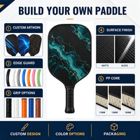 Raquette de pickleball en fibre de carbone T700 avec logo personnalisé, fabricant OEM avec noyau en nid d'abeille PP