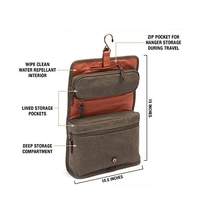 Trousse de toilette en toile suspendue imperméable à l'eau avec logo personnalisé Kit de rasage en cuir Sacs de douche Portable Voyage Hommes Tactique Dopp Kit Sac