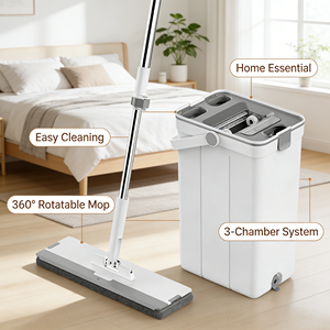 Vente directe d'usine 2025 Nouvelle serpillière magique facile <span class=keywords><strong>à</strong></span> essorer sans les mains, serpillière de nettoyage de sol pour la maison, serpillière plate en microfibre paresseuse et seau - Product Image 1