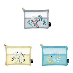 Embroidered pattern transparent mesh <b>small</b> bag <b>wallet</b> nylon material daily portable storage supplies - Product Image 1