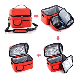Fashionable <b>Large</b> Capacity Cooler Bag Zipper Insulated Lunch <b>Box</b> Tote Featuring Side Pocket Handle Strap Camping Travel Picnics - Product Image 6