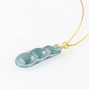 หยกเจไดต์ธรรมชาติสีน้ำเงินทรงเม็ดหยก จี้ทองคำ 18K ดีไซน์ดั้งเดิมสไตล์จีน สำหรับทั้งชายและหญิง พร้อมใบรับรองการประเมินราคา D260 - Product Image 3