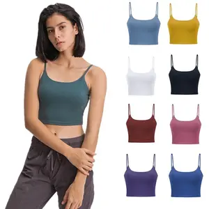 Top deportivo de nailon y LICRA para mujer, top corto personalizado con logo oem, para gimnasio, fitness y yoga, venta al por mayor