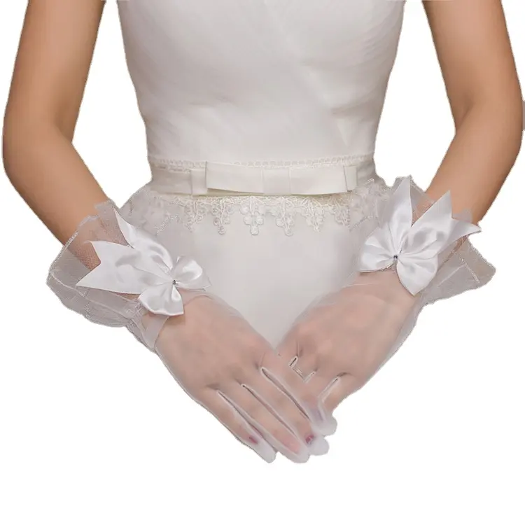 Bridal gloves with Sun protection simple thin elegant short wedding wedding white lace studio wedding accessories