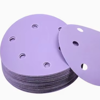 Outils abrasifs, disque de papier abrasif en céramique violette à crochets et boucles, 150 mm, 6 pouces, grain 120, papier abrasif pour le ponçage