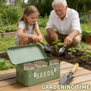 Metal Seed Storage Organizer Kit 30 Bottles 4-Compartment Locking Box <strong>Bohemian</strong> Design Durable 20-35L Capacity - Product Image 5